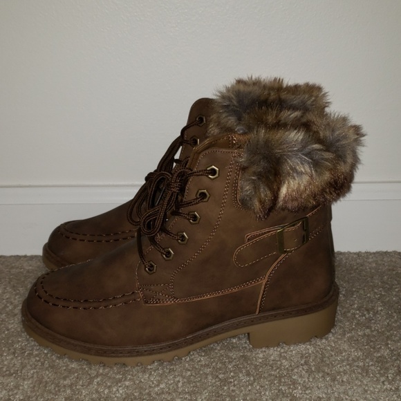 Magnolia Boutique Shoes - NEVER WORN Brown Faux Fur Boots